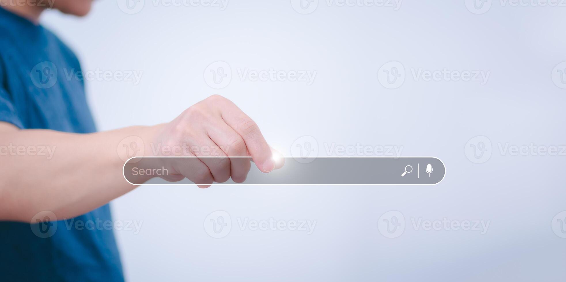 Information search technology, search engine optimization, male hand using a smartphone to search information, using the search bar function on your website photo