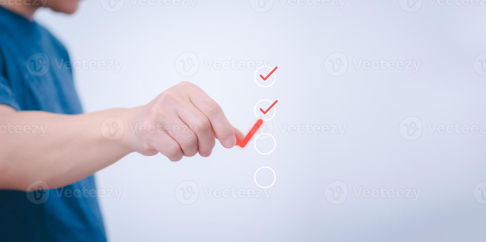 Businessmen mark check blocks to verify the correctness and approve or accept the agreement. in digital documents Concept of working via the internet photo