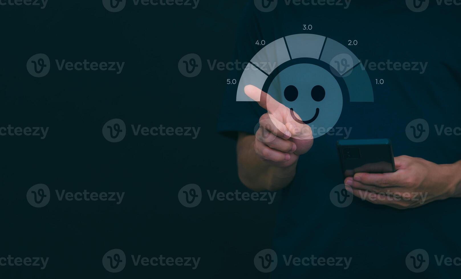 Customer services best excellent business rating experience. Satisfaction survey concept. user gives ratings to service experience on the online application, online marketing, and business processes. photo