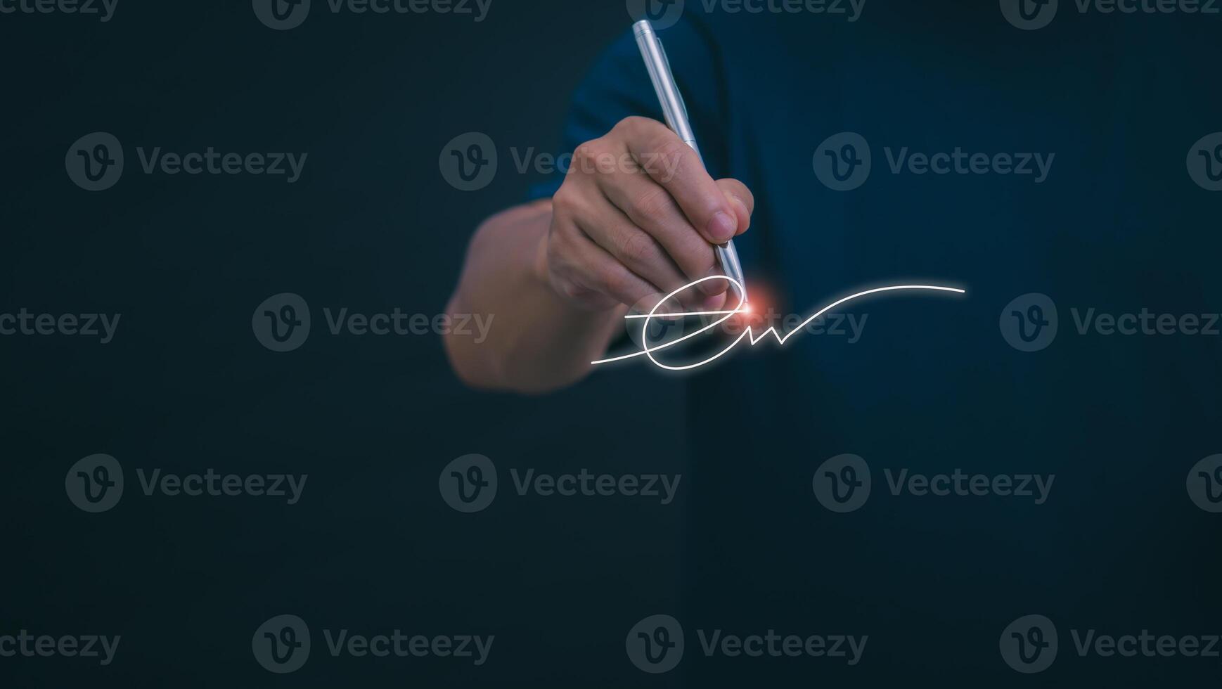 The person signing an electronic document on a smartphone, management concept, digital transformation Internet of Things, Big Data and Business Processes, Automated Operations, Data Storage photo