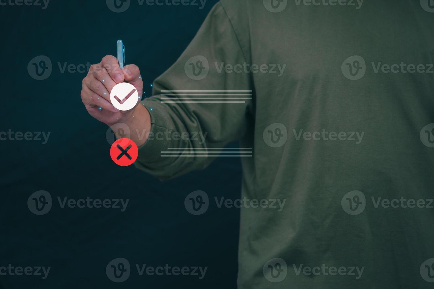 Businessmen mark check blocks to verify the correctness and approve or accept the agreement. in digital documents Concept of working via the internet photo