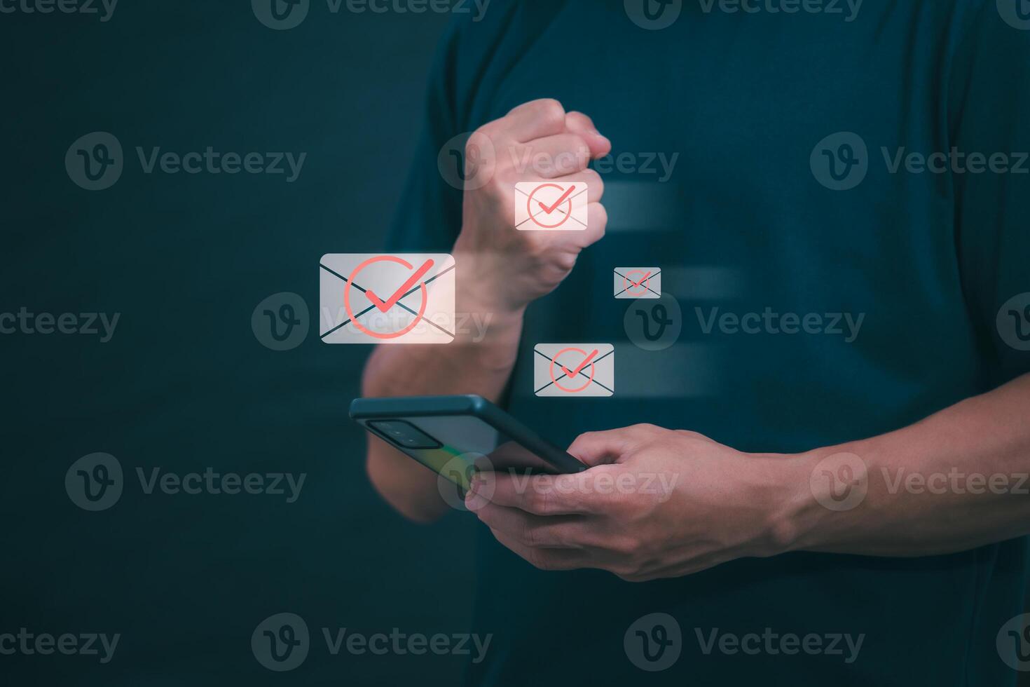 businessmen use their mobile phones to check newsletters or emails each day. For communication or receiving various news In the internet age, the concept of working anywhere photo