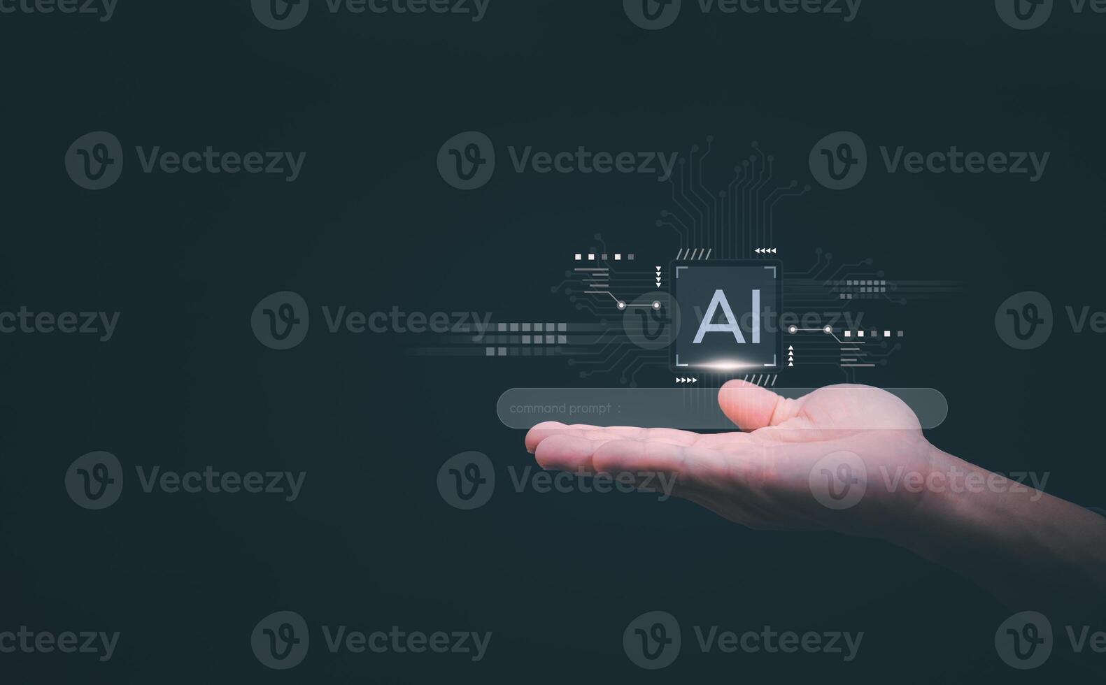 The person showing AI technology that connects information to various systems, concepts, management, digital transformation Internet of Things, Big Data and Business Processes, Automated Operations photo