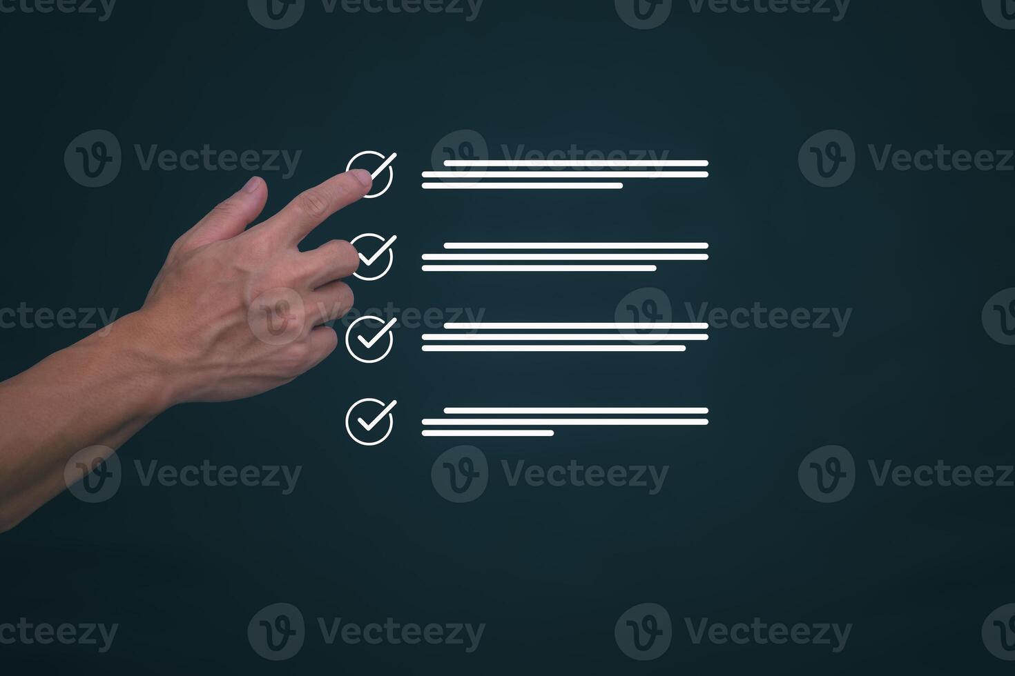 Businessmen mark check blocks to verify the correctness and approve or accept the agreement. in digital documents Concept of working via the internet photo