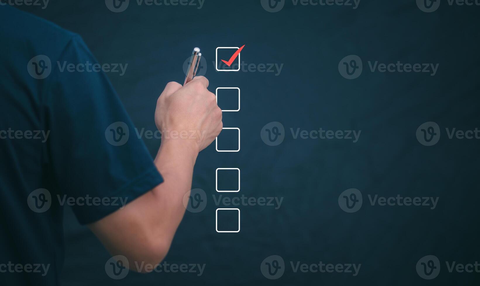 Businessmen mark check blocks to verify the correctness and approve or accept the agreement. in digital documents Concept of working via the internet photo