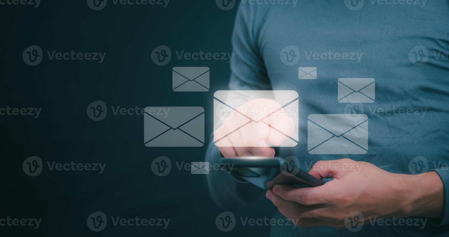 businessmen use their mobile phones to check newsletters or emails each day. For communication or receiving various news In the internet age, the concept of working anywhere photo