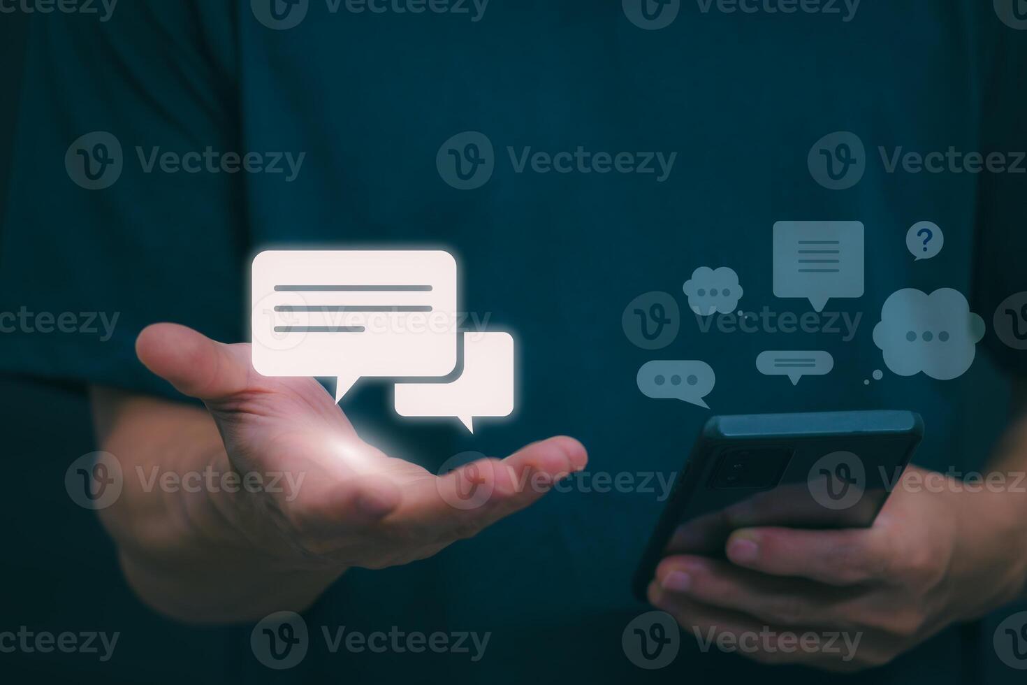 Connecting, communicating, and exchanging with global network cloud data internet technology. Using wireless data with high-speed technology for economic, scientific, and financial development. photo