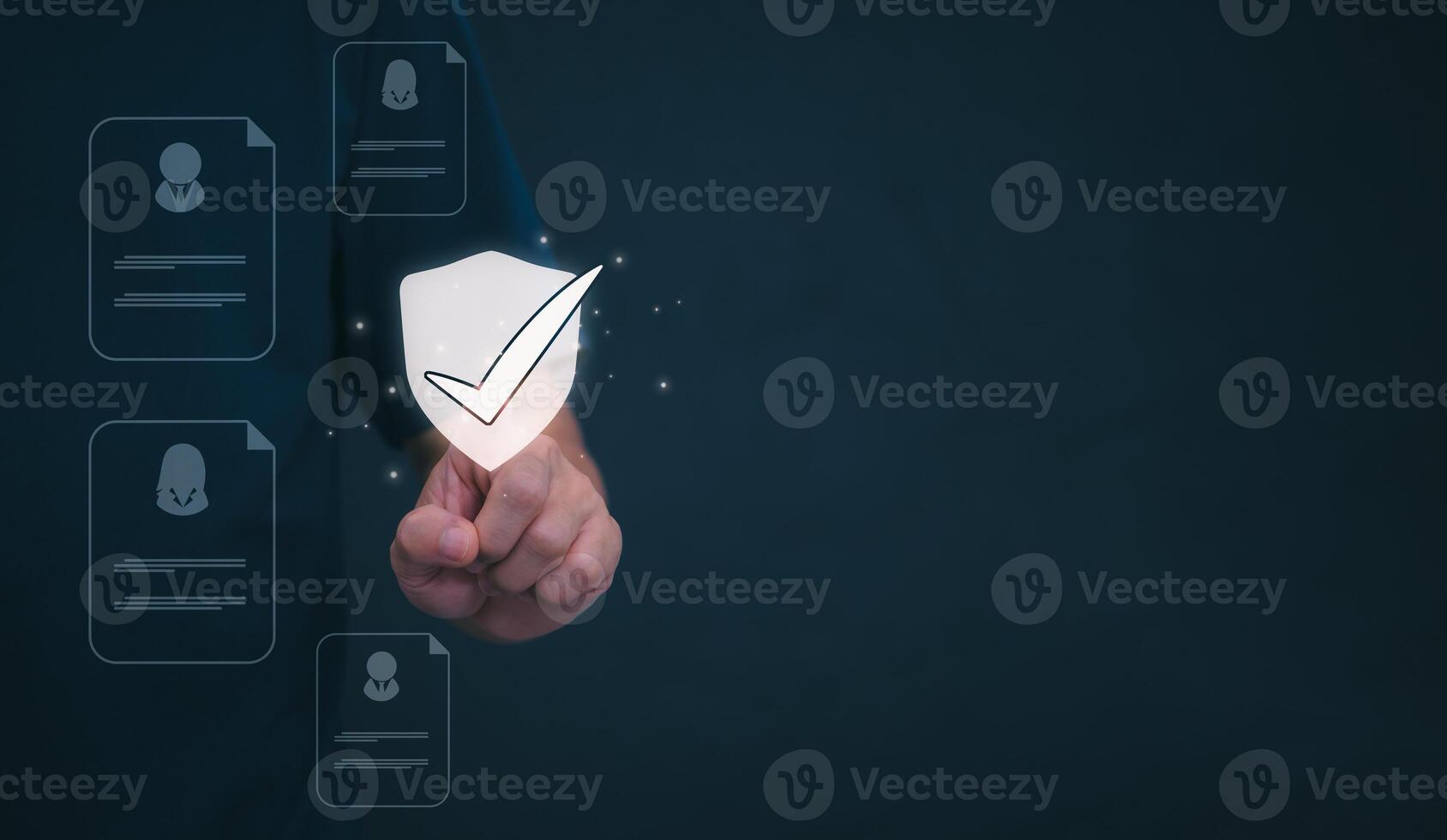 Businessmen mark check blocks to verify the correctness and approve or accept the agreement. in digital documents Concept of working via the internet photo