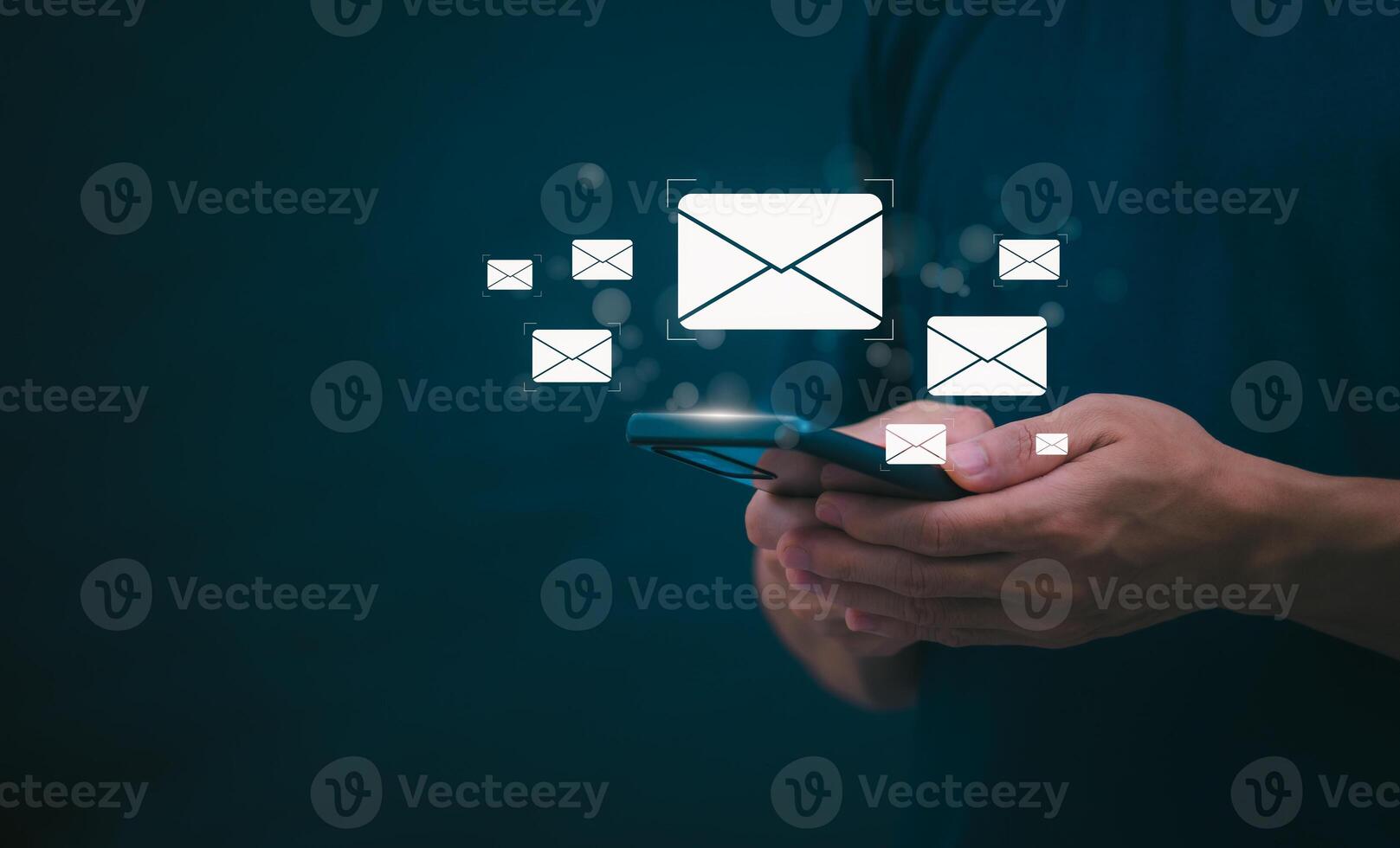 businessmen use their mobile phones to check newsletters or emails each day. For communication or receiving various news In the internet age, the concept of working anywhere photo