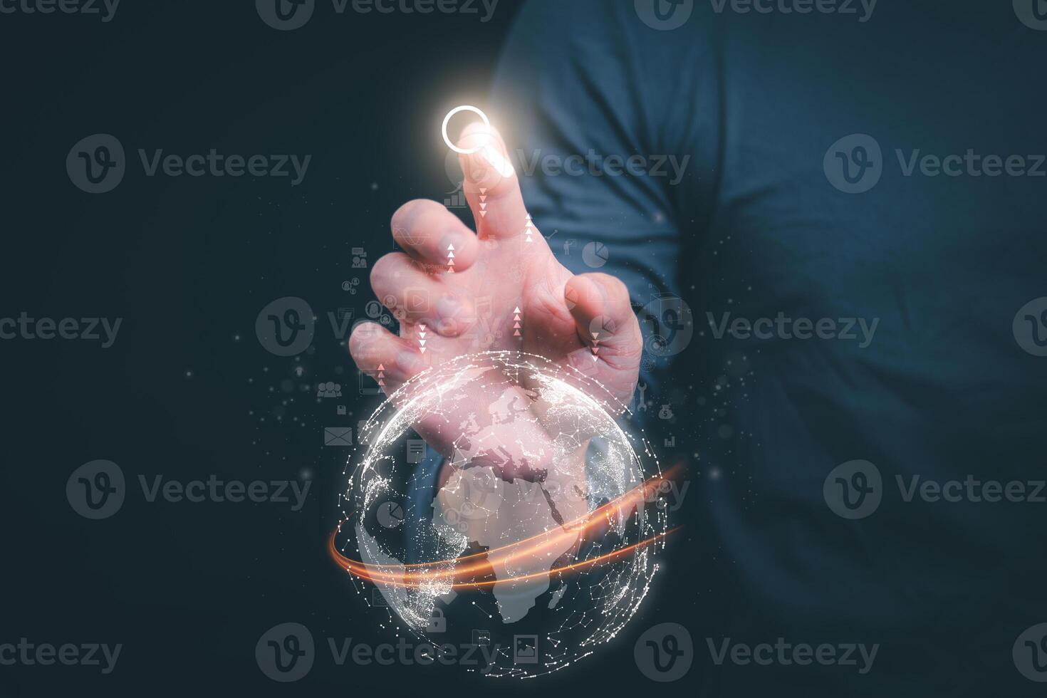 Information search technology, search engine optimization, male hand using a smartphone to search information, using the search bar function on your website photo