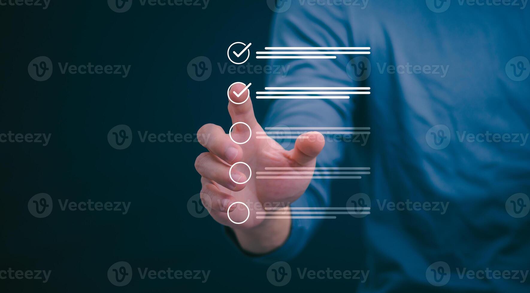 Businessmen mark check blocks to verify the correctness and approve or accept the agreement. in digital documents Concept of working via the internet photo