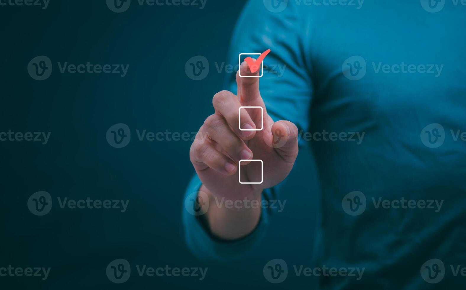 Businessmen mark check blocks to verify the correctness and approve or accept the agreement. in digital documents Concept of working via the internet photo