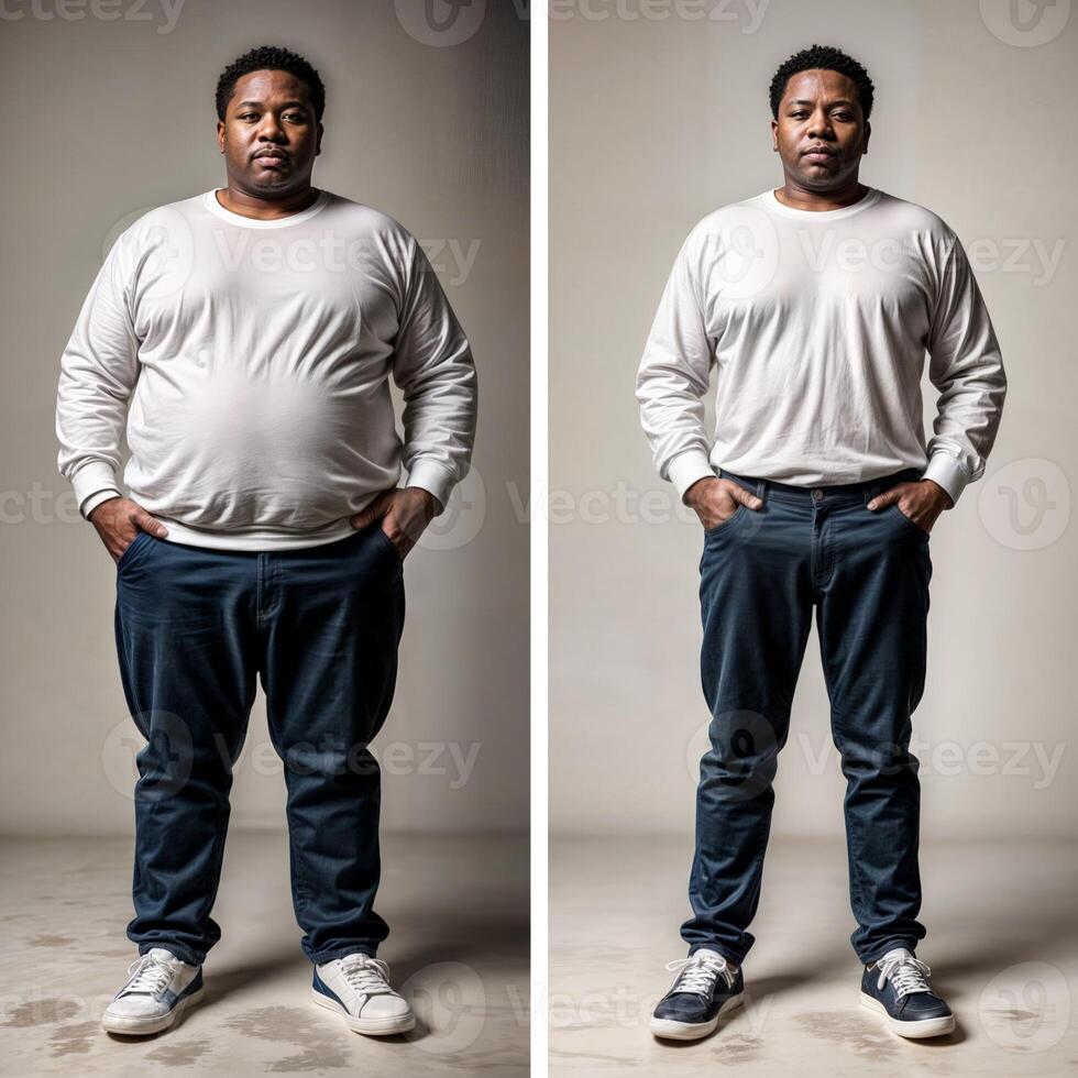 Before-and-after journey of an African man who committed to his fitness goals photo