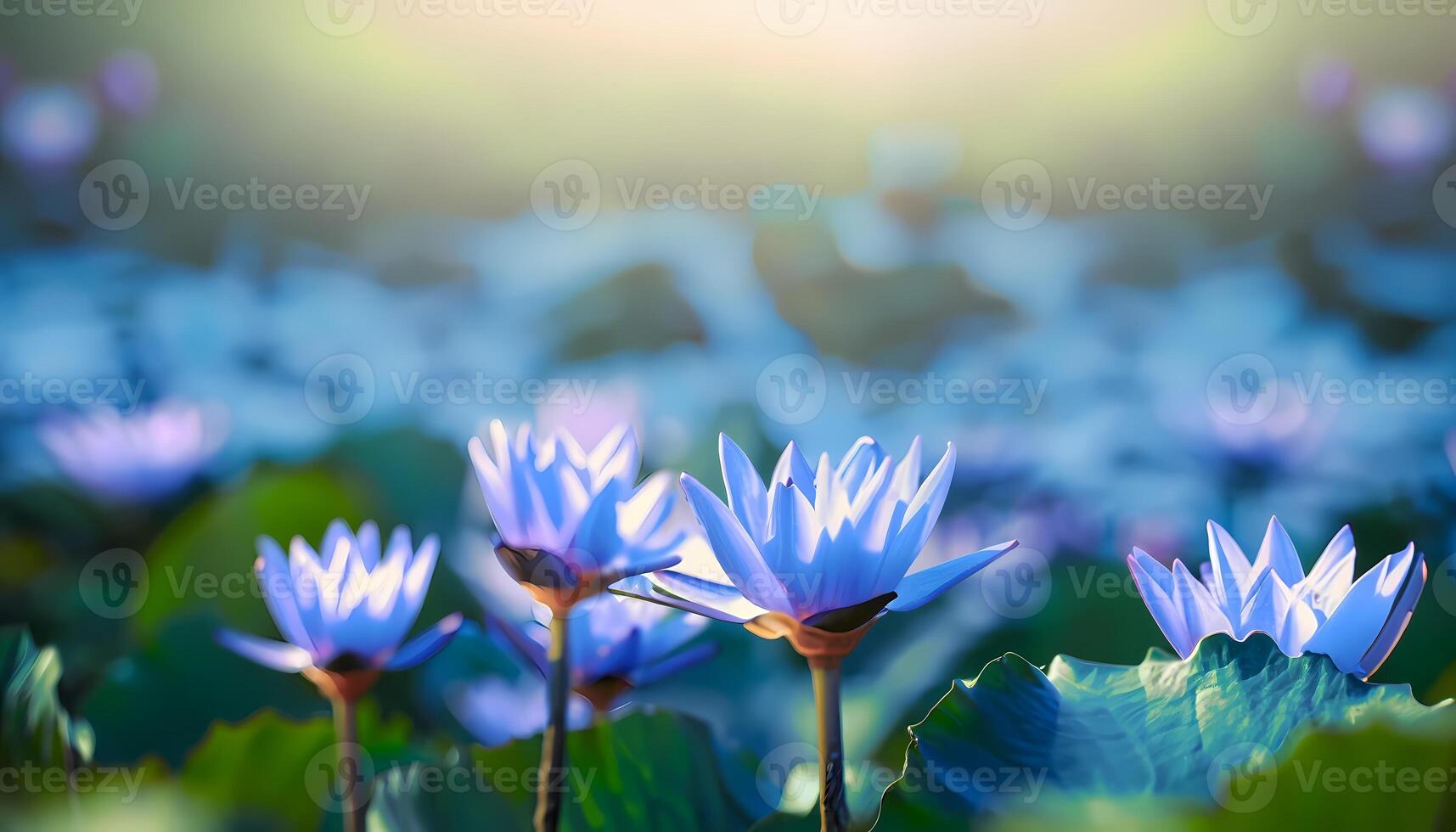 Lotus flower in field with blur background photo