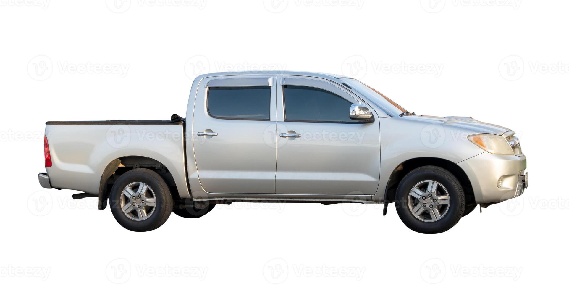 Side view of bronze pickup truck isolated on white background with clipping path photo