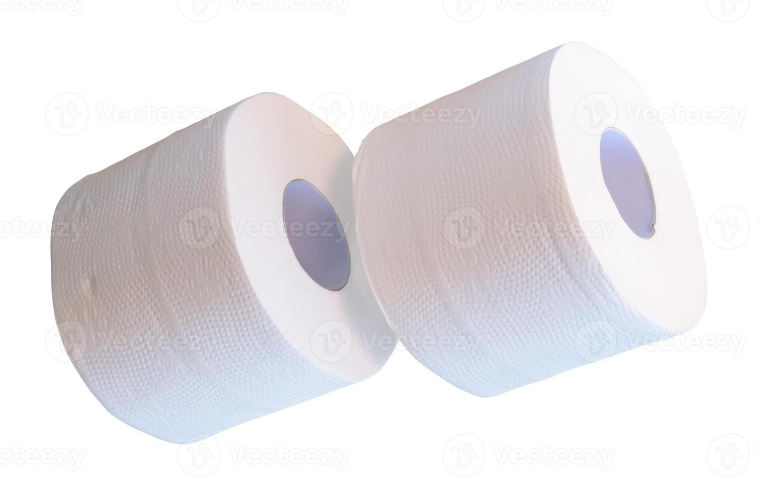 Side view set of white tissue paper rolls isolated on white background with clipping path photo