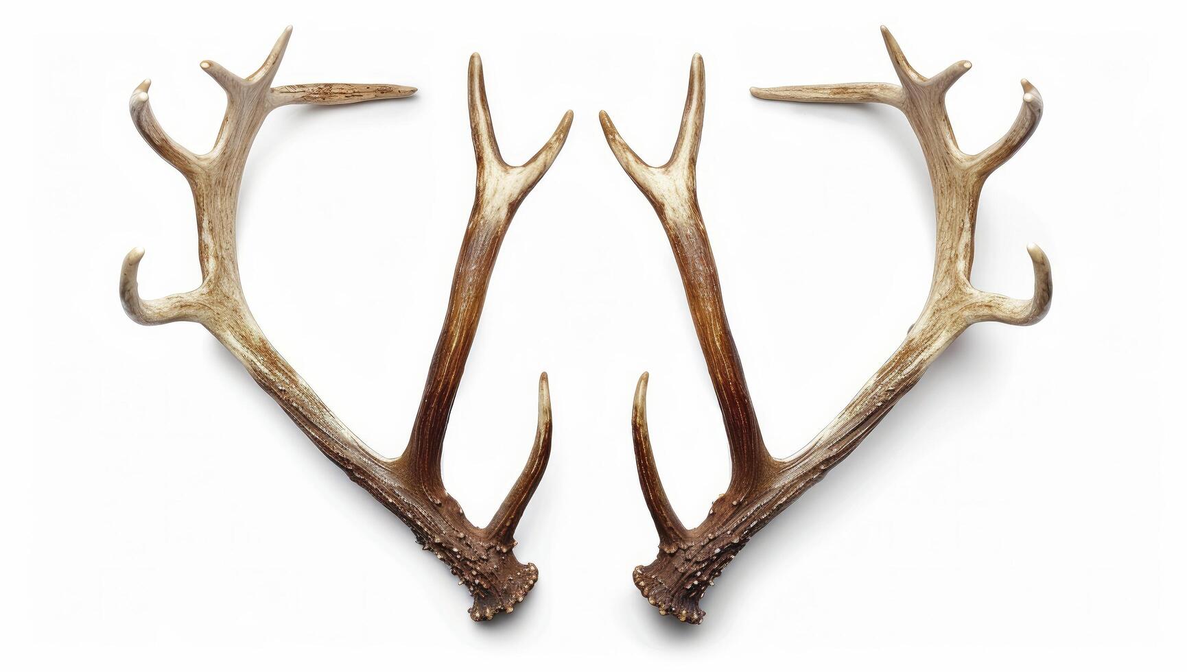 A pair of deer antlers on white background photo