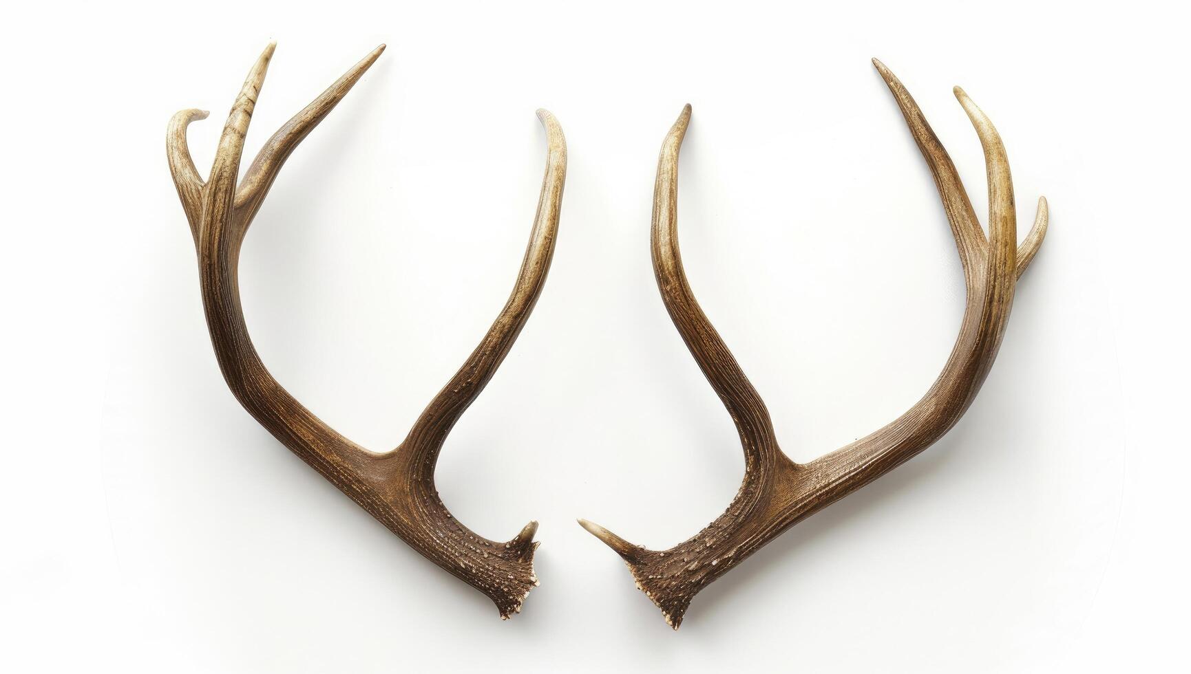 A pair of deer antlers on white background photo