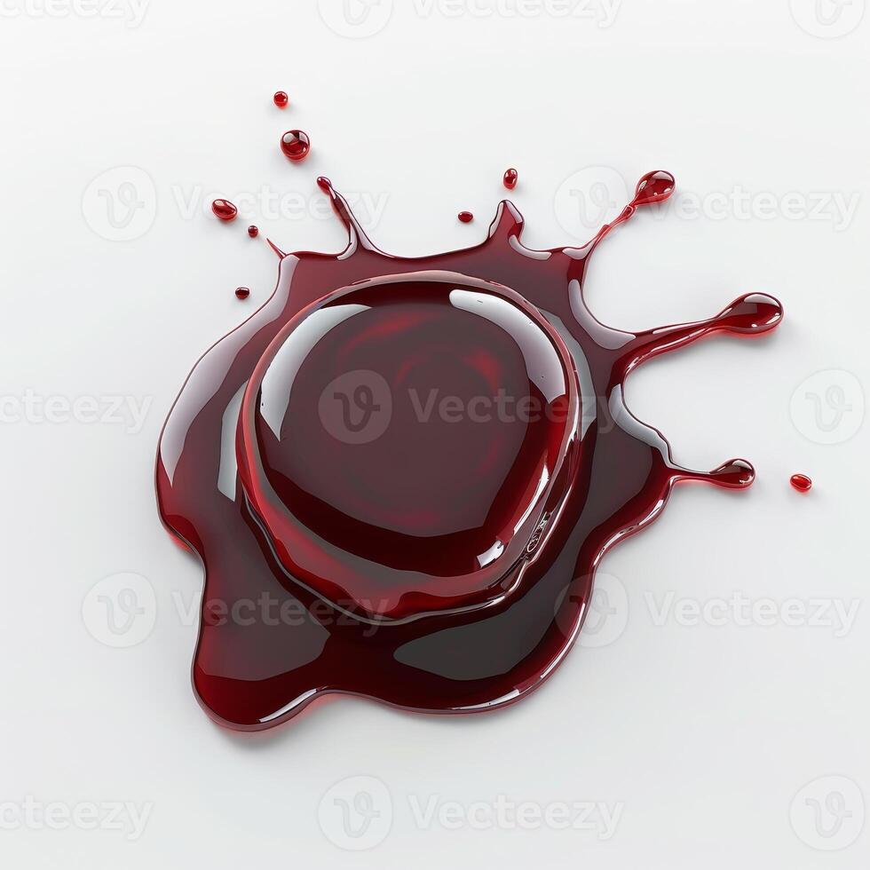 un chapoteo de rojo líquido en un blanco antecedentes foto