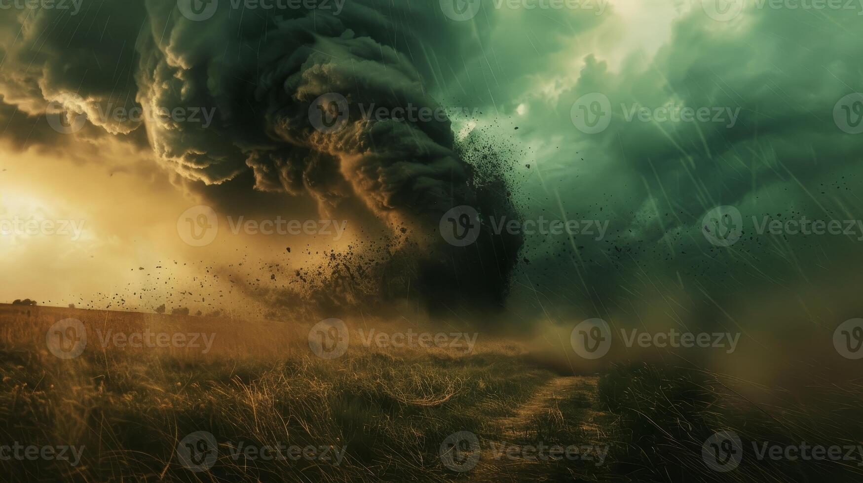 A tornado is blowing through a field photo