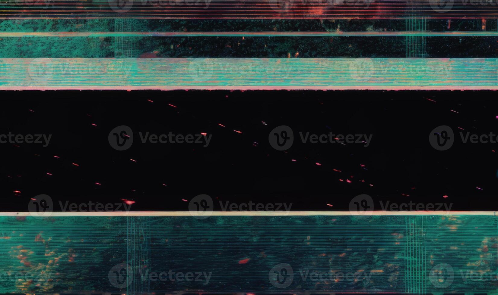 VHS effect blankets the composition mimicking white noise over a grunge film texture photo