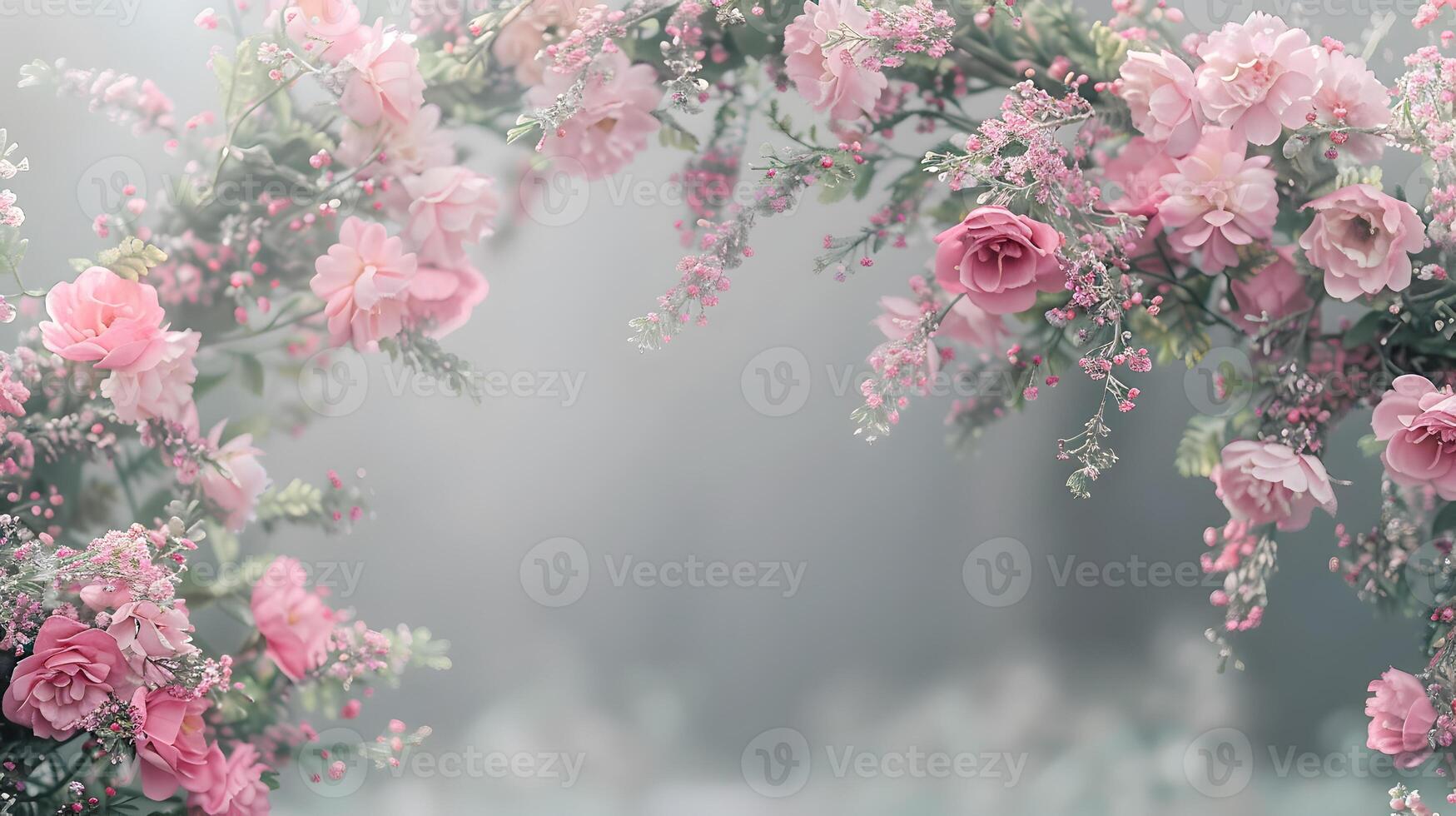 Flower arch with space for text inside photo