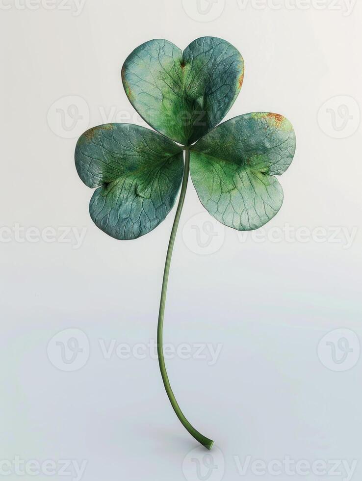 A green leafy plant with four leaves clover is presented photo