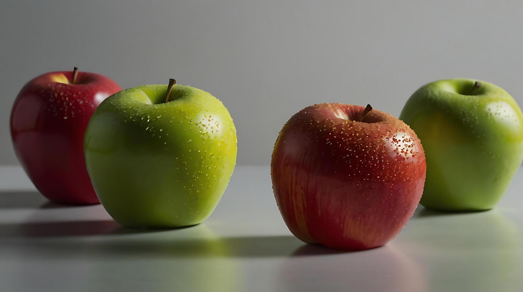 fake plastic apples, synthetically engineered in labs rather than grown from nature's seeds background illustration. - photo