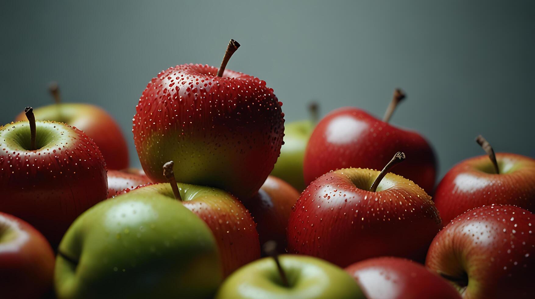 fake plastic apples, synthetically engineered in labs rather than grown from nature's seeds background illustration. - photo