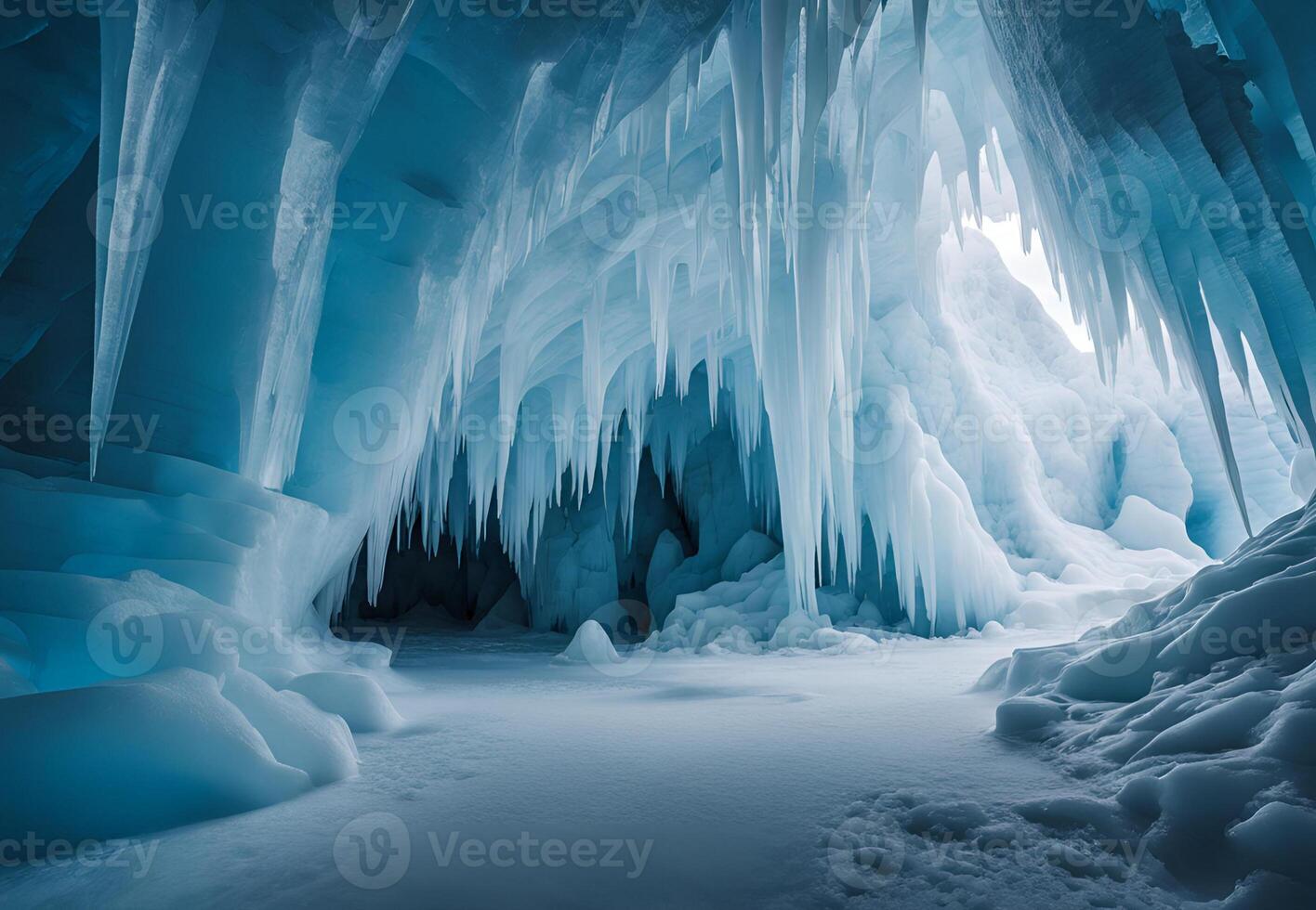 Frozen Dreamscape An Ethereal Glow in the Ice Cave photo