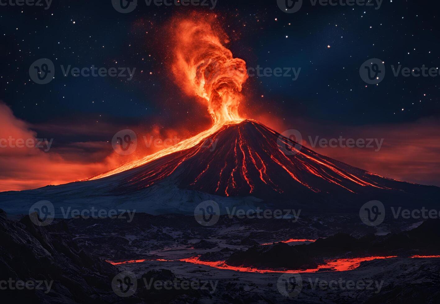 Astral Majesty Meets Volcanic Fury A Panoramic View photo