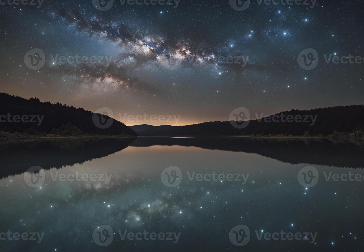 Lake of Stars A Night Sky Bathed in Starlight and Reflection photo