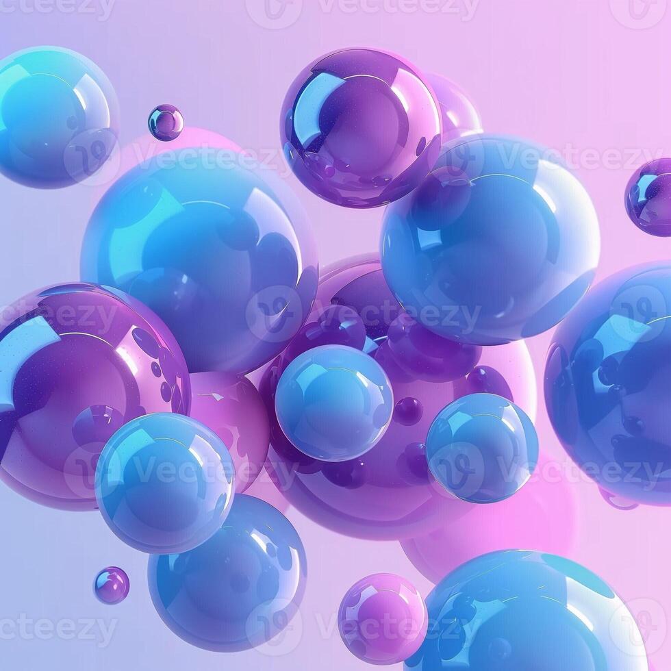 Vibrant abstract background with floating translucent bubbles, vibrant abstract art concept photo
