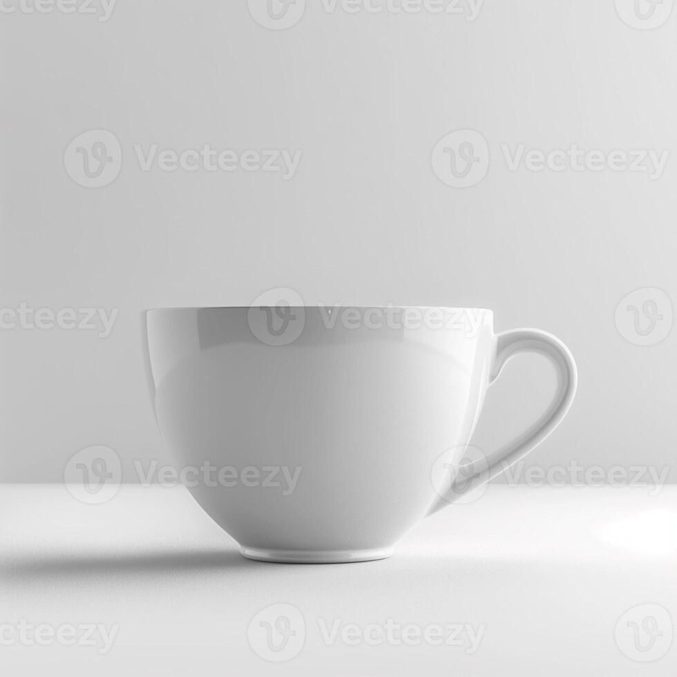 White cup of coffee isolated on white background. White cup mockup photo