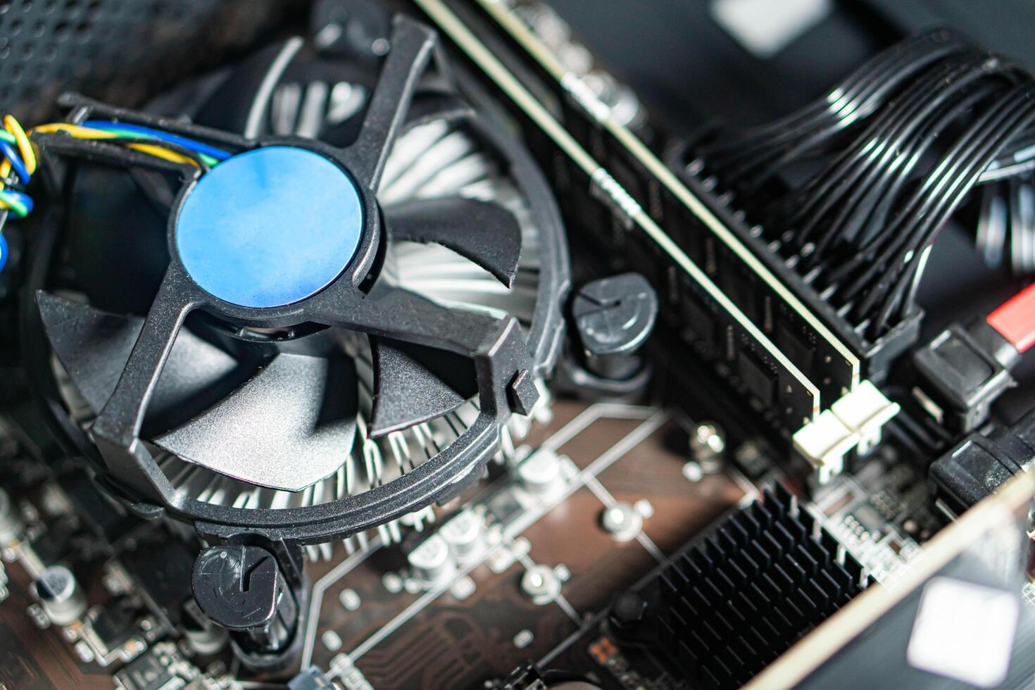 Computer motherboard with cooling fan photo