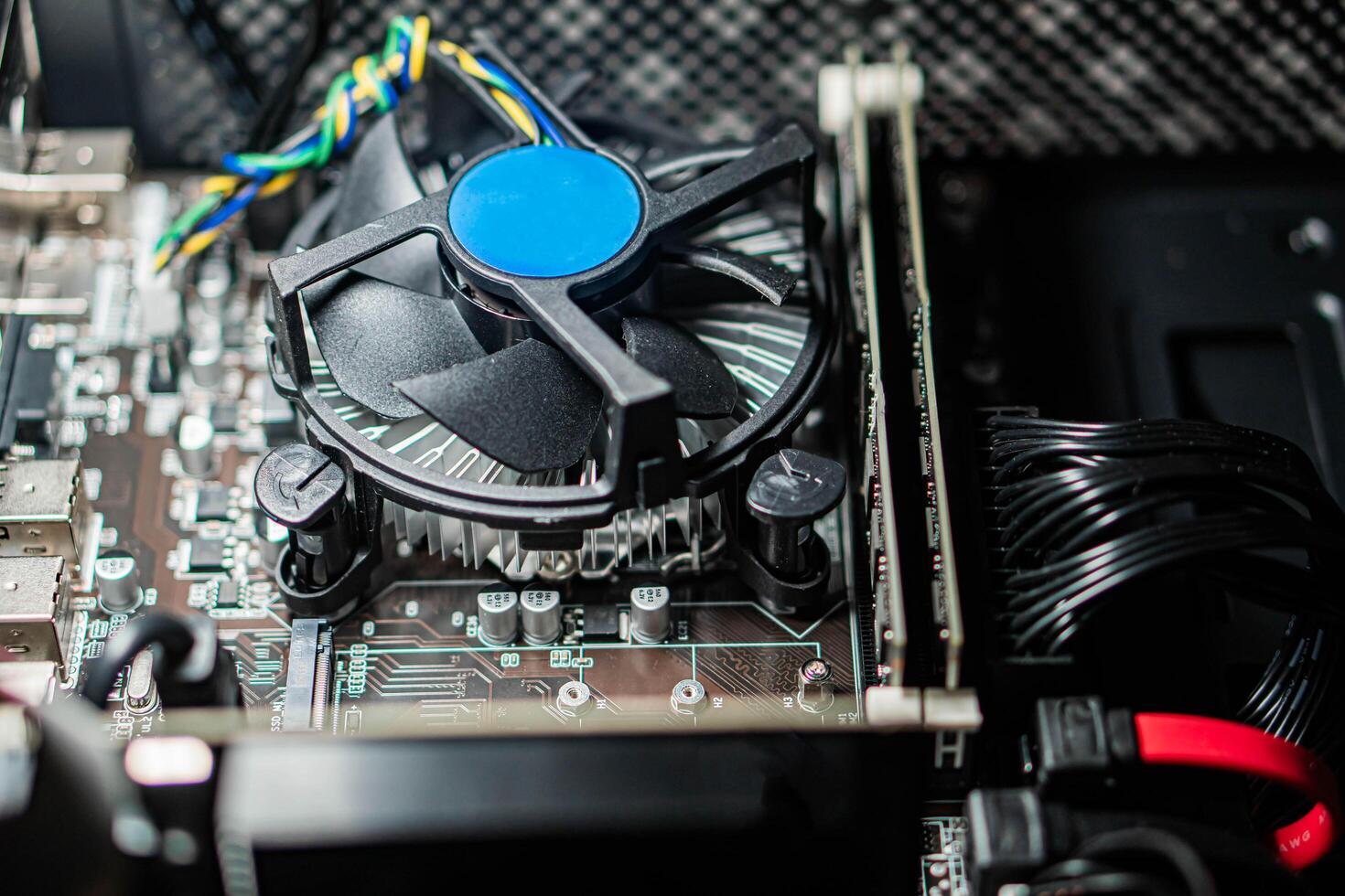 Computer Motherboard with Cooling Fan photo