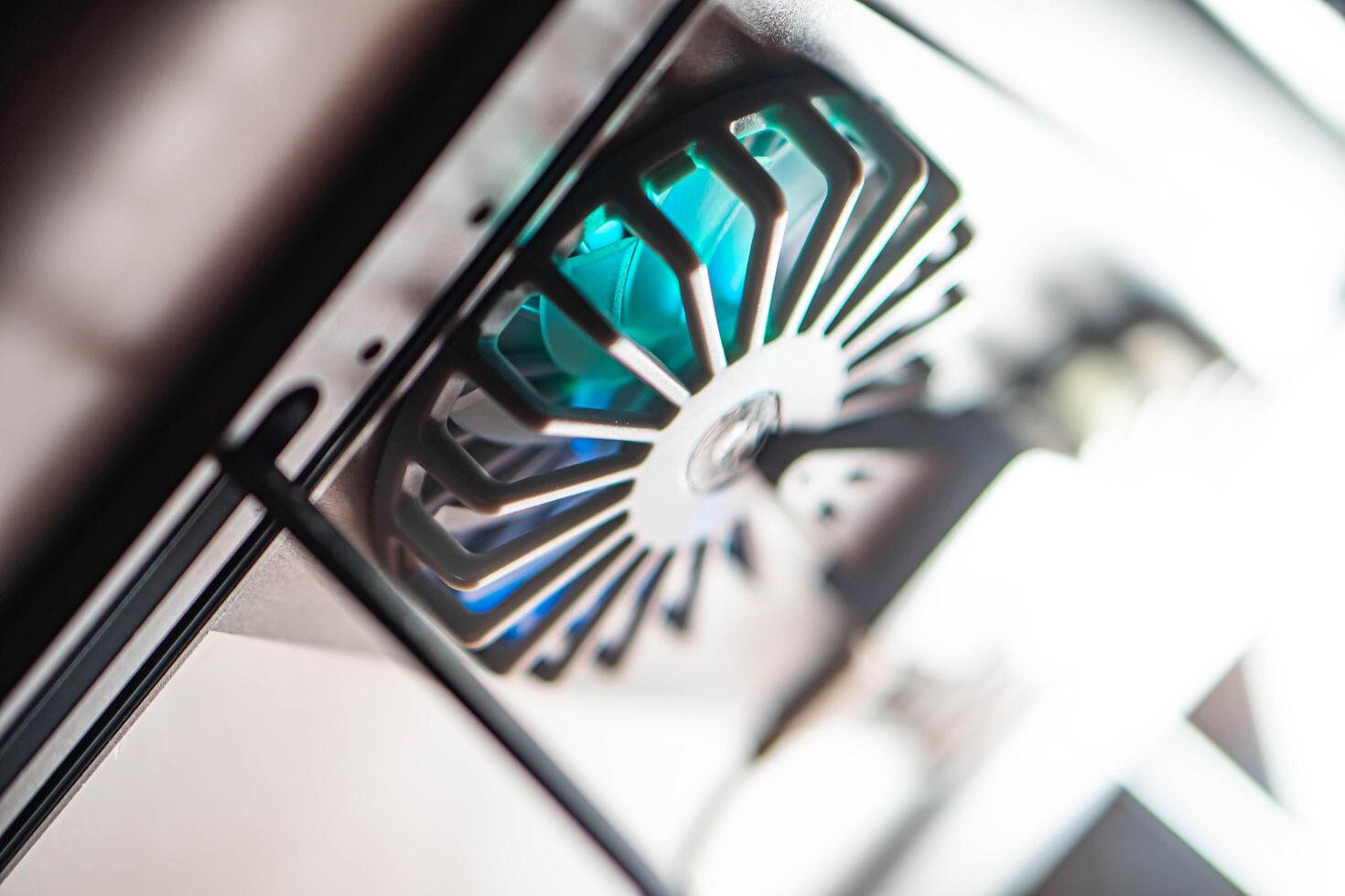 Computer Cooling Fan with Blue Lighting photo