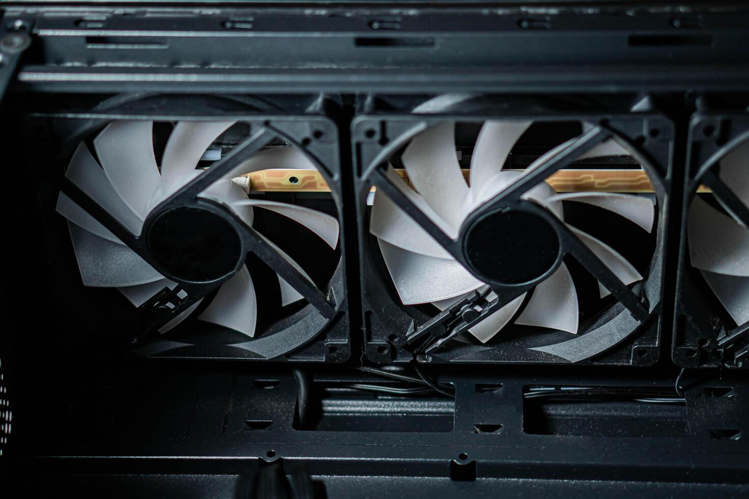 Computer cooling fans inside PC case photo