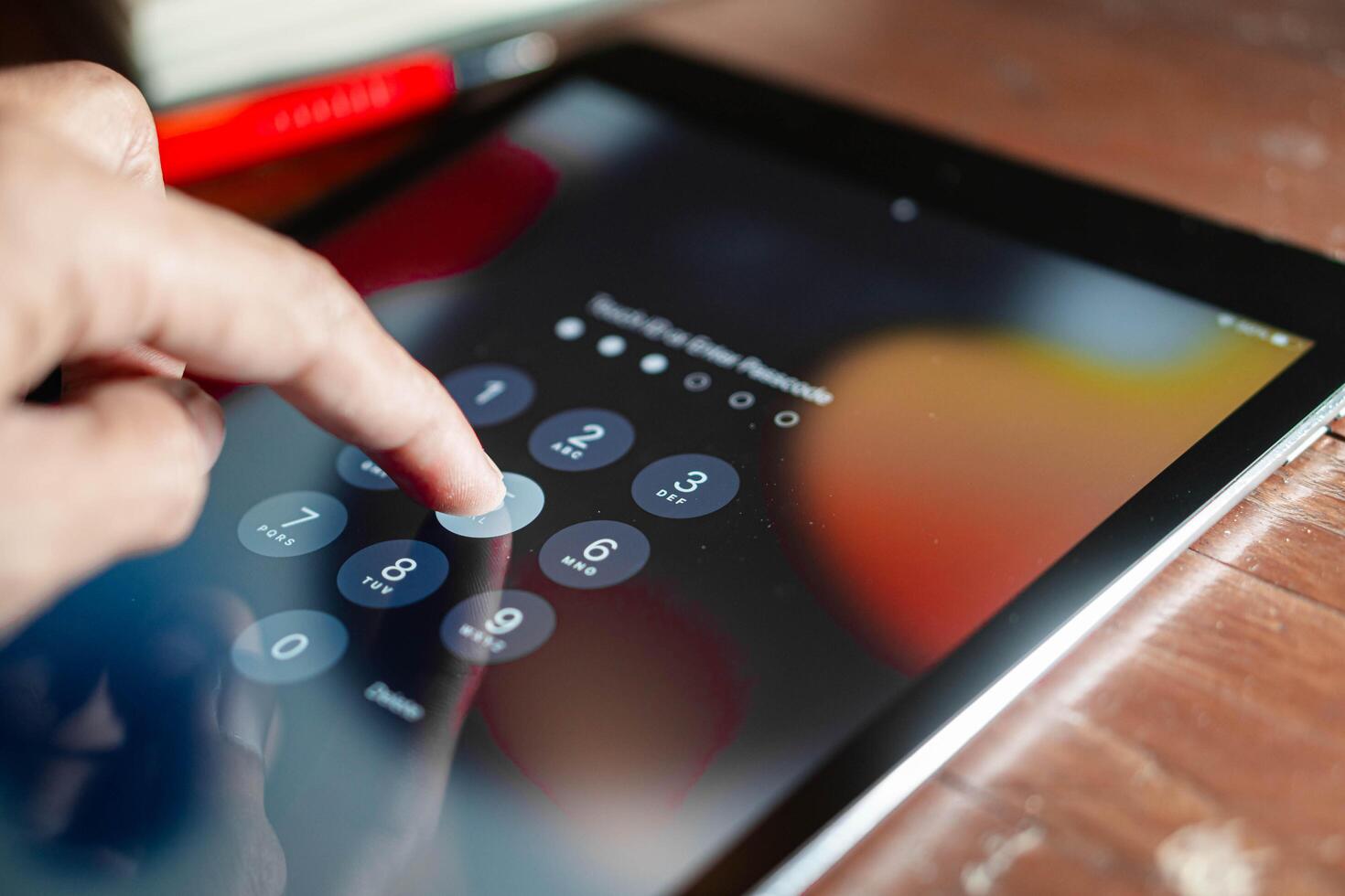 Entering Passcode on Tablet photo