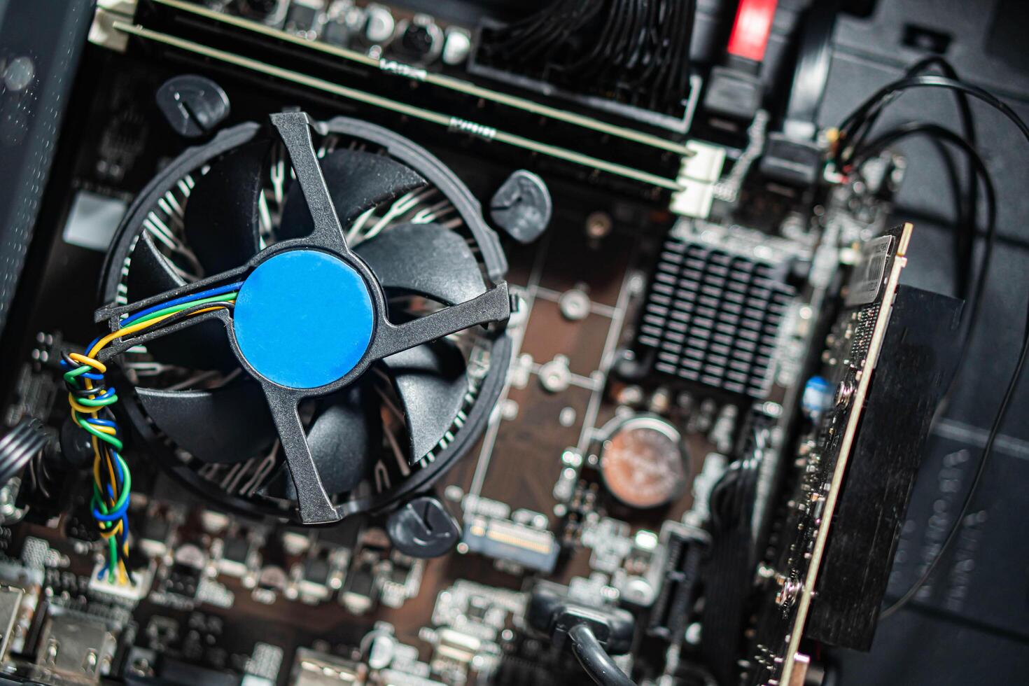 Computer Motherboard with Cooling Fan photo