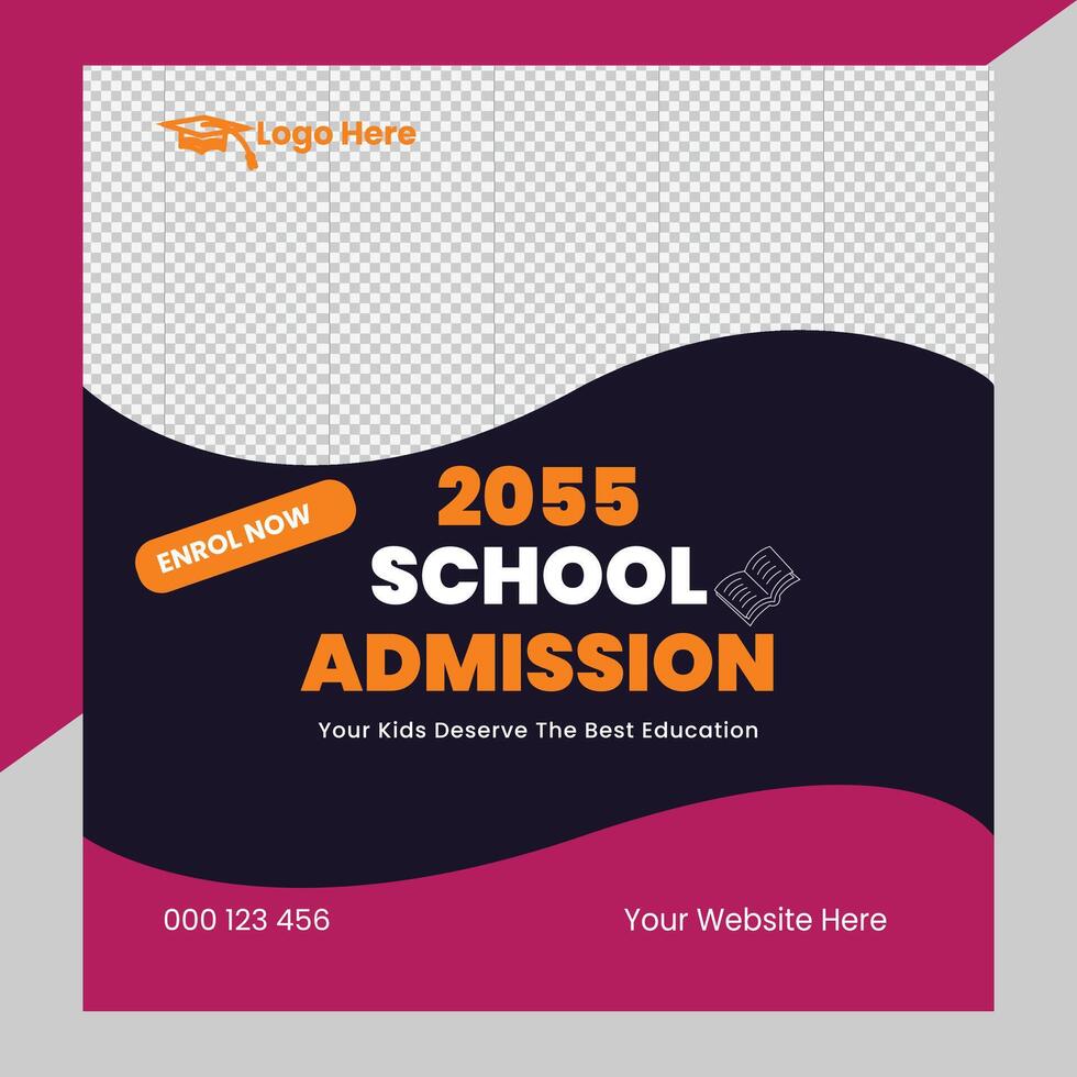 School admission social media post template vector