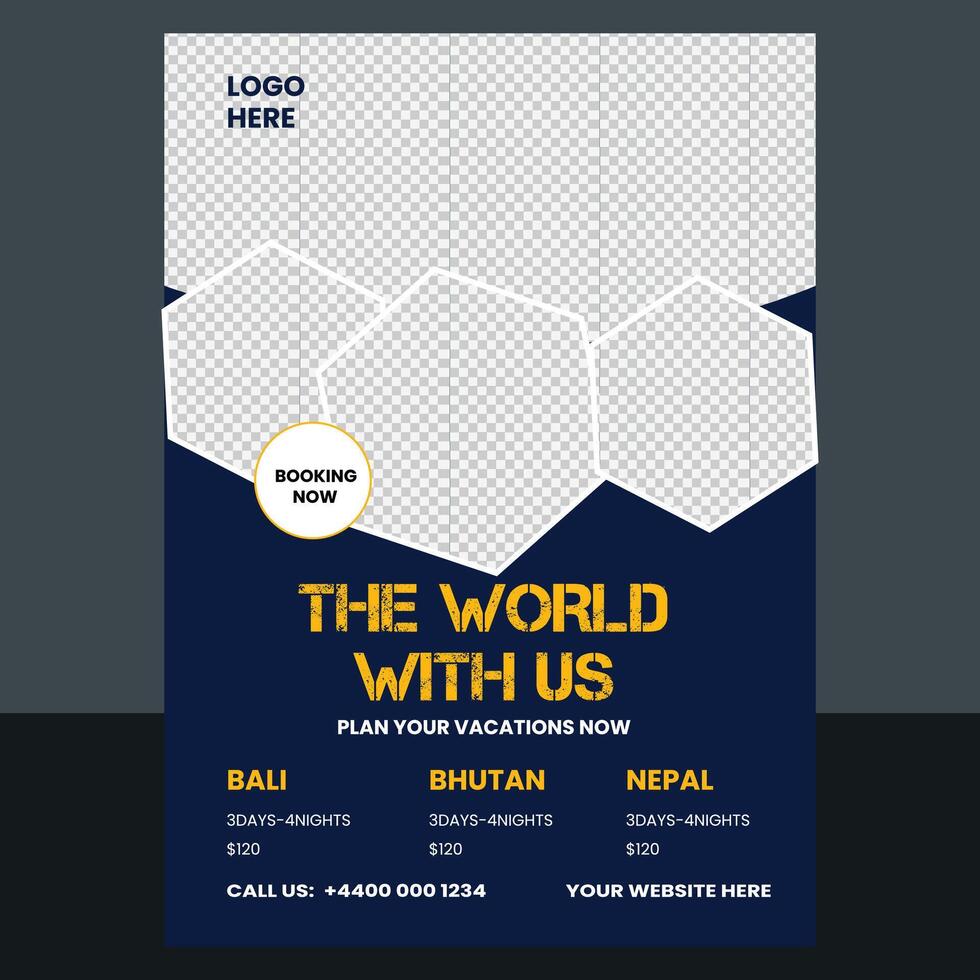 travel and tours adventure flyer template vector