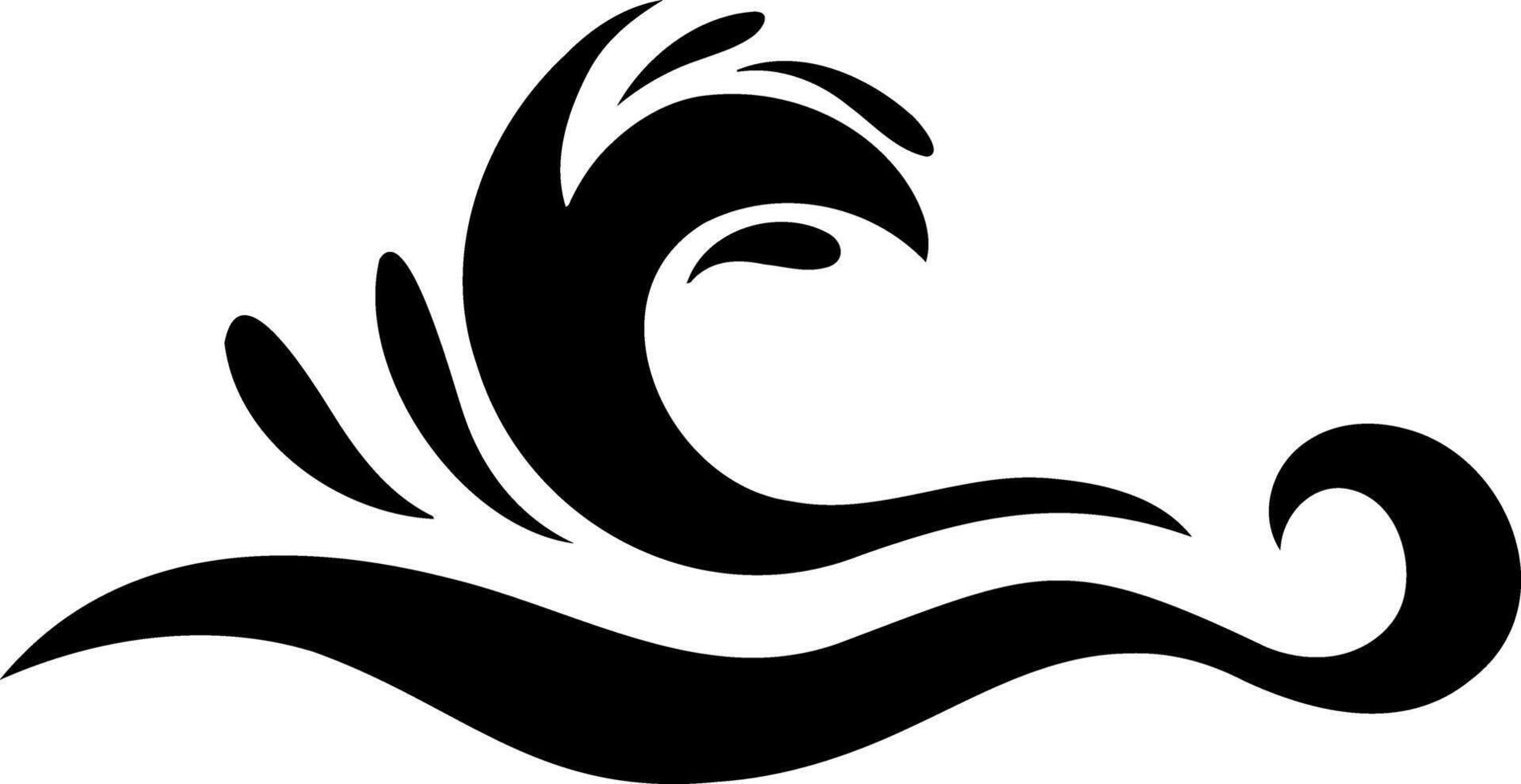 Doodle water wave clipart Hand drawn art. Stencil vector