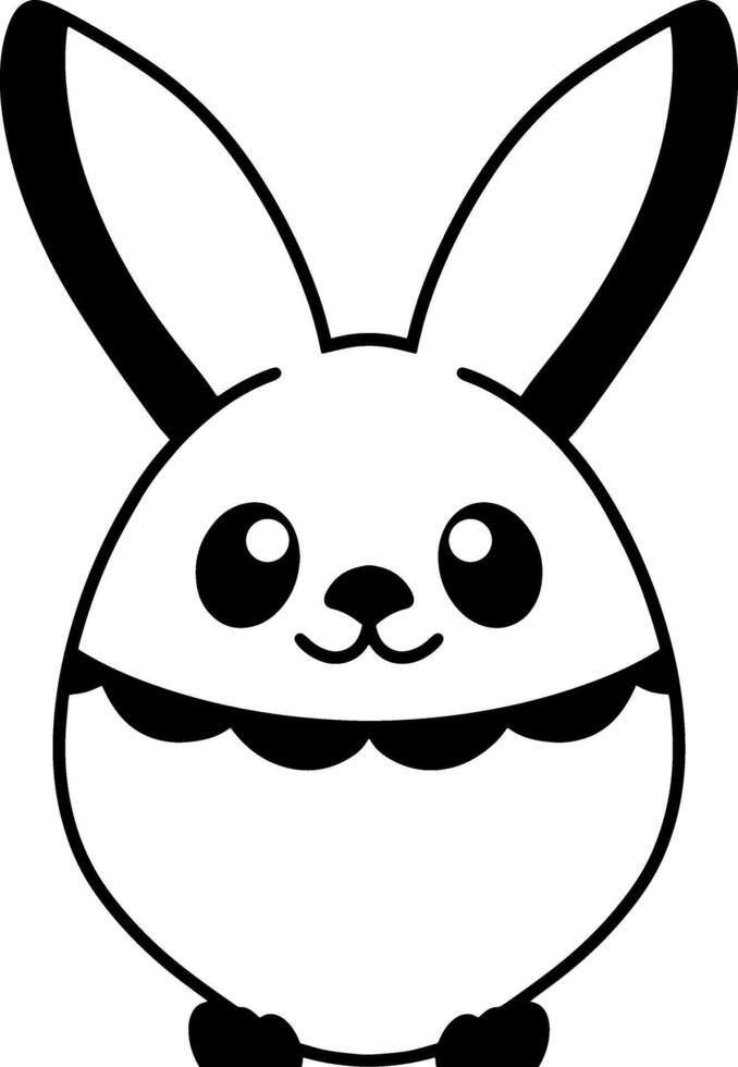 Doodle rabbit egg icon Easter art Hare for design vector