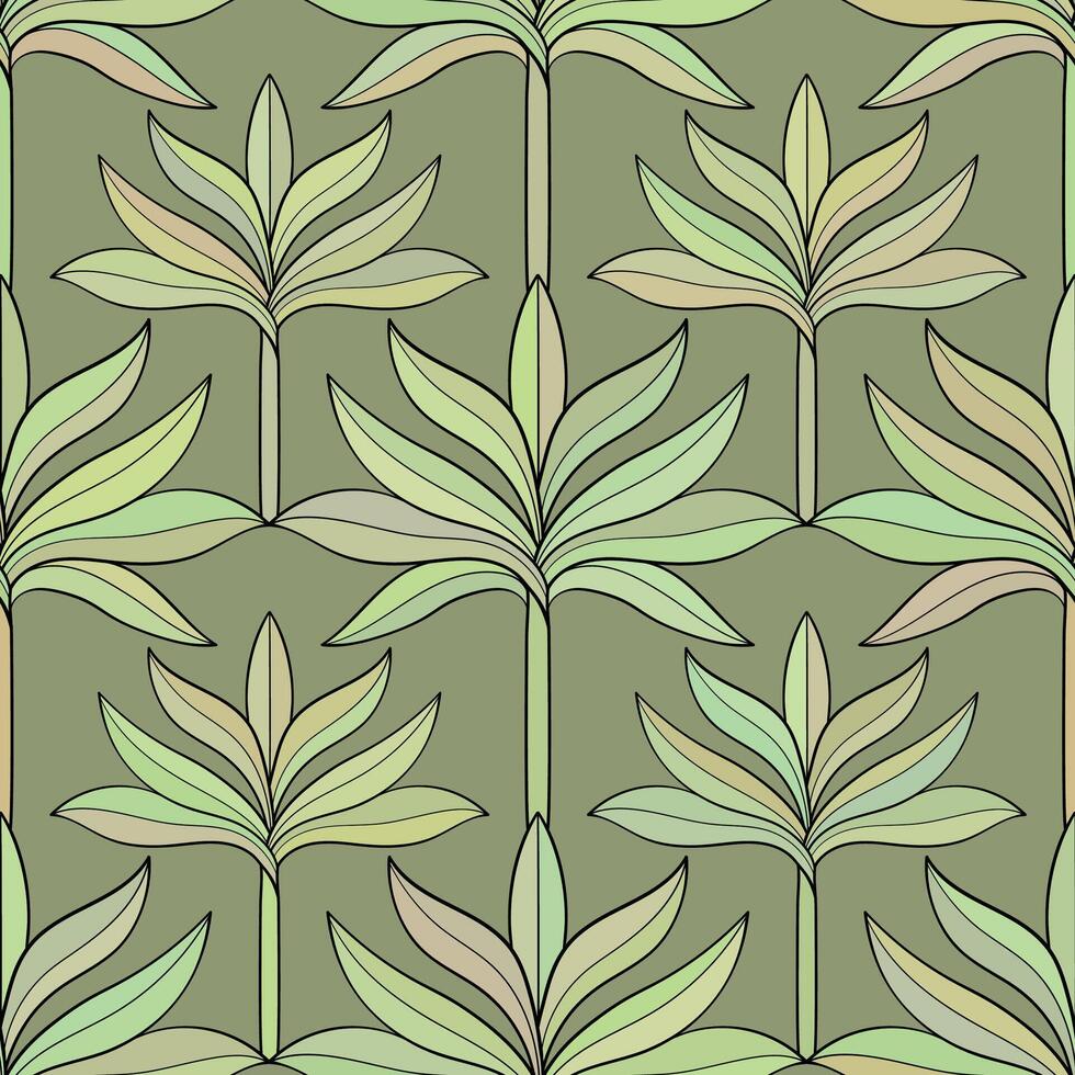 Seamless leaves pattern. Floral graphic background. Hand drawn leaf texture.x vector