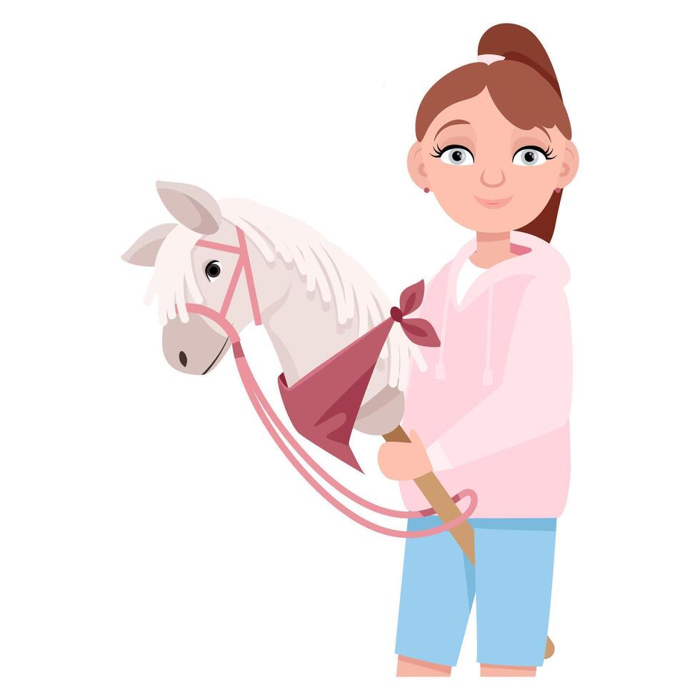 Young girl hobbyhorsing vector