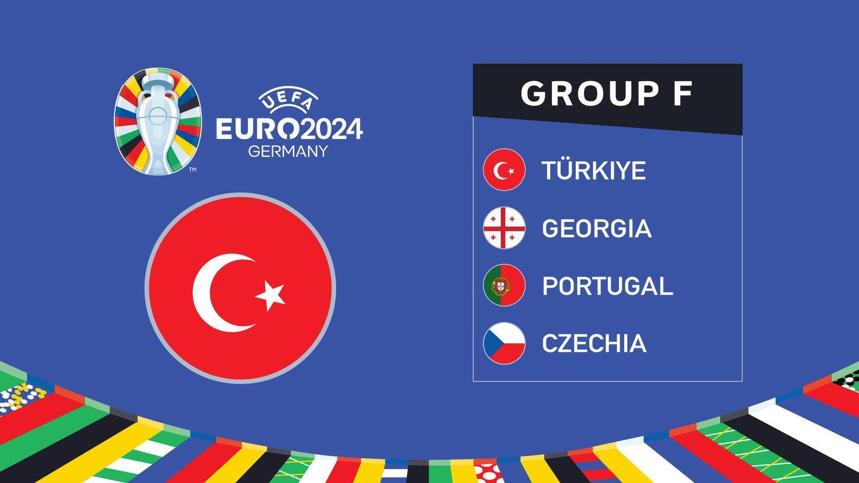 Turkiye Flag Euro 2024 Germany Group F Symbol Logo Design Illustration vector