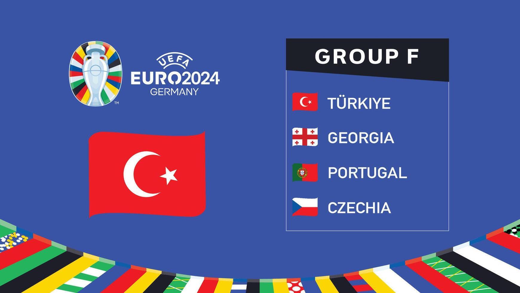 Turkiye Flag Ribbon Euro 2024 Germany Group F Symbol Logo Design Illustration vector