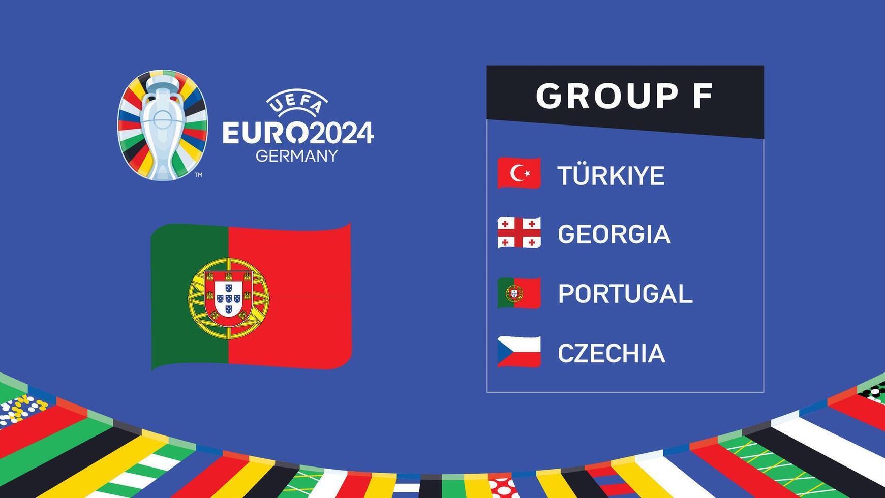 Portugal Flag Ribbon Euro 2024 Germany Group F Symbol Logo Design Illustration vector