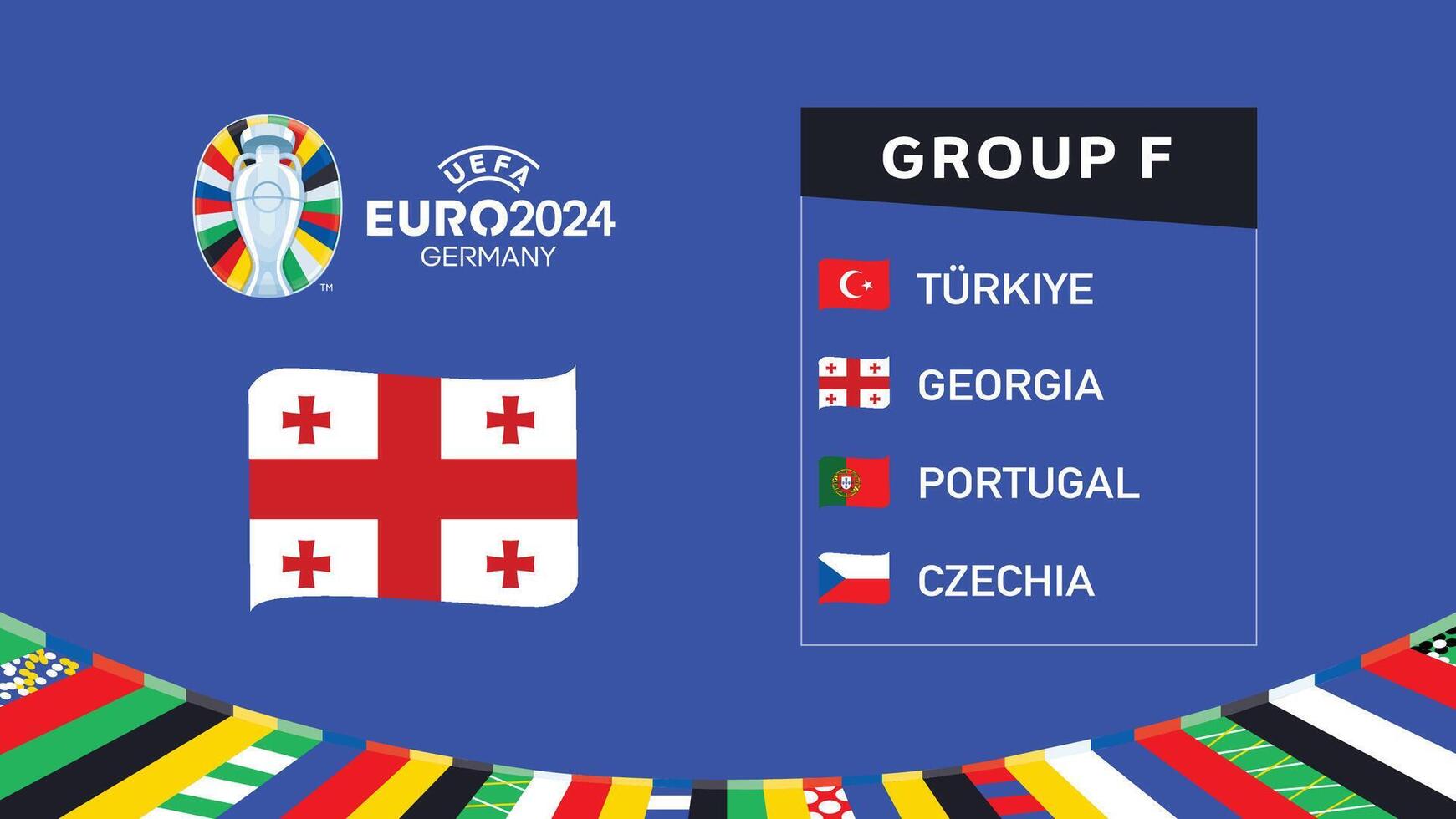 Georgia Flag Ribbon Euro 2024 Germany Group F Symbol Logo Design Illustration vector